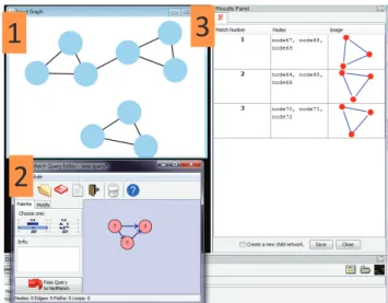 Figure 2.20: This ﬁgure shows (1) the input graph, (2) the predicate, and (3) the results from element selection.