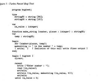Figure 1 - Turbo Pascal Bug Test 