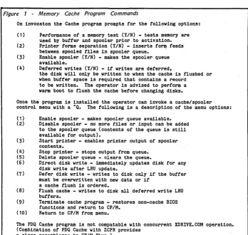 Figure 1 -Memory Cache Program Commands 