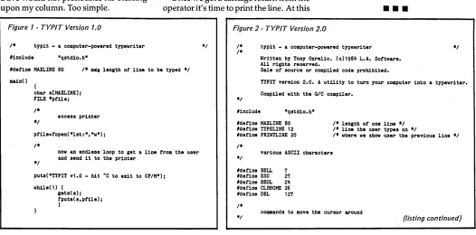 Figure 1 - TYPIT Version 1.0 