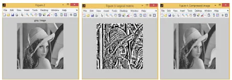 Figure 11. Baboon Input image (a) gray scale image (b) logical matrix image (c) compressed image  
