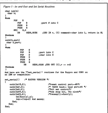 Figure 1 - In- and Out- and Set Serial Routines 