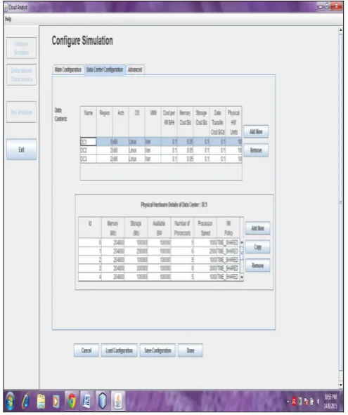 Figure 3.  data center configuration window 