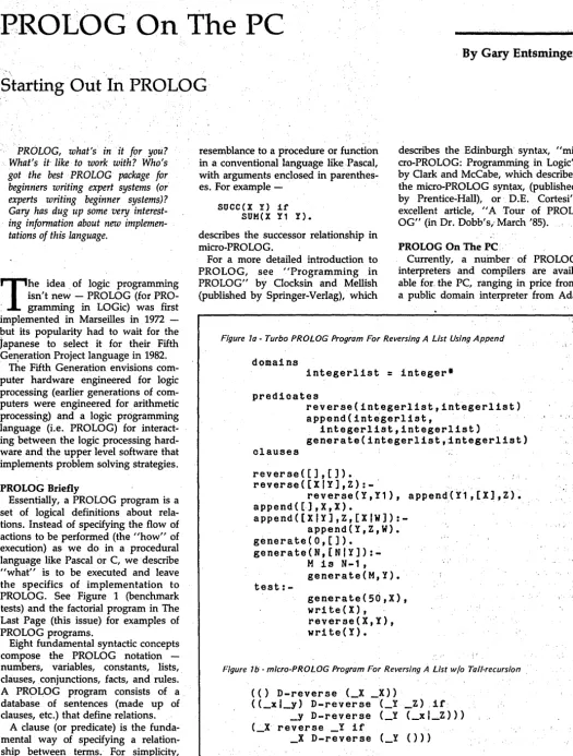 Figure Ta - Turbo PROLOG Program For Reversing A List Using Append 