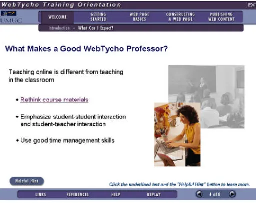 Fig. 1: Screenshot of WebTycho training multimedia CD-ROM