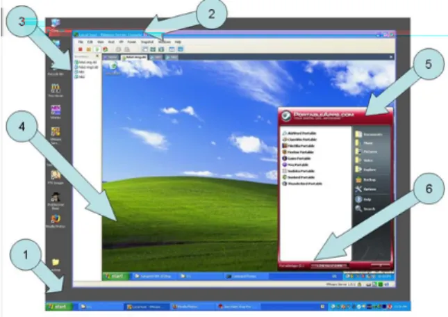 Fig. 5. Virtual environment: Windows XP VMWare host and Windows XP guest