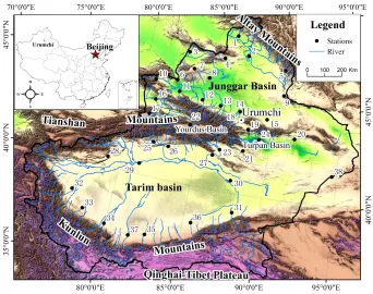 Figure 1. Study area and the distribution of meteorological stations. 