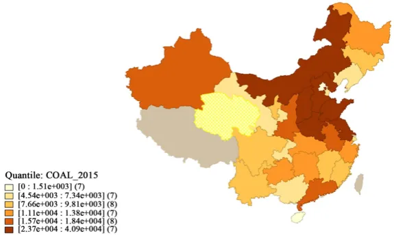 Figure 4. Hot bitmap of coal consumption of China in 2015. 