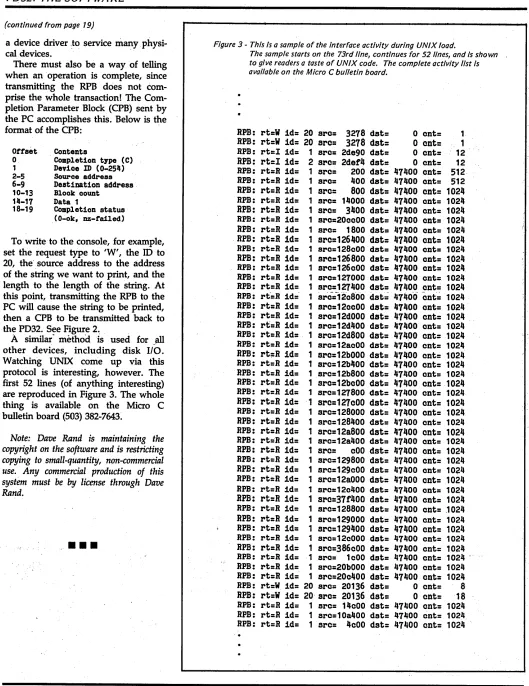 Figure 3 - This Is a sample of the Interface activity during UNIX load. The sample starts on the 73rd line, continues for 52 lines, and 
