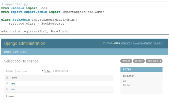 Fig. 1: A screenshot of the change view with Import and Export buttons.