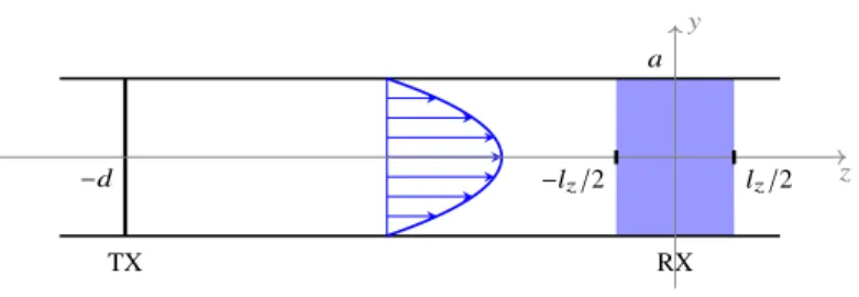 Fig. 2. Sketch of the simplified system model consisting of a straight tube with radius 