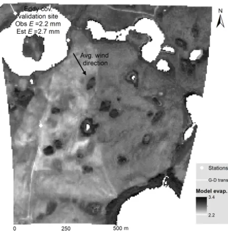 Figure 9. Map of distributed estimates of mean daily evaporation ata 5 m pixel resolution.