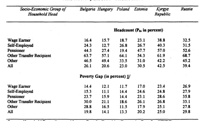 Table 4: Poverty and Socio-Economic  Status