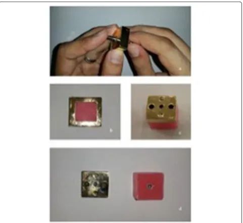 Fig. 1 a Analog placement. b Pouring acrylic into the mould. c Acrylic polymerisation
