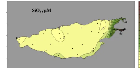 Figure 10. Concentration of silicates (µM) at the lake surface inNovember of 2016.