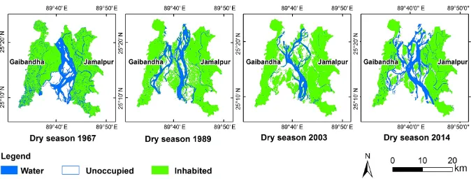 Figure 7. Time series dry season satellite images of the case study area.