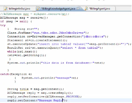 Figure 10. Sending message from billing agent to billing knowledge agent. 