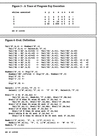 Figure 3 - A Trace of Program Exp Execution 