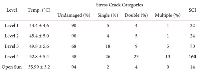 Table 2. Stress crack analysis of sampled maize at different levels. 