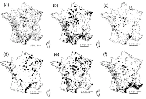 Figure 6. Map of ONDE sites and HYDRO gauging stations withat least one drying.