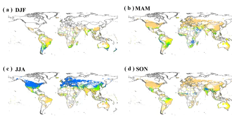 Figure 3. Spatial distribution of annual mean water withdrawal by six sectors:stock, (a) irrigation, (b) domestic, (c) electricity generation, (d) live- (e) mining, and (f) manufacturing during 1971–2010.