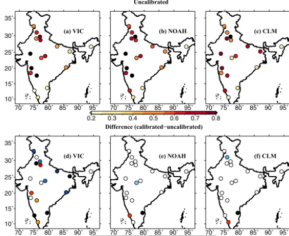 Figure 1. Correlation of weekly 60 cm simulated soil moisture with IMD gauge-based soil moisture (∼ 60 cm) during the monsoon season,2009–2013