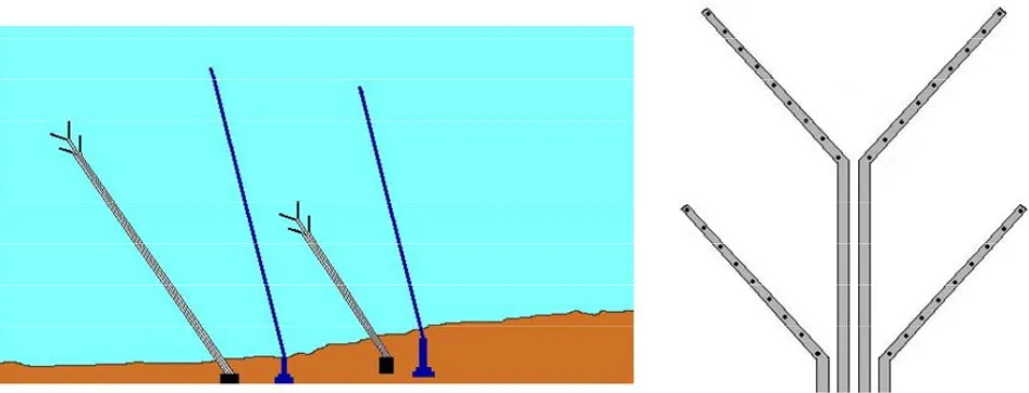 Figure 1. Seawater intake and marine outfall systems of power and desalination plants at Barka, Oman (left), and the multi-port diffusers installed at the end of the outfall pipes (right)