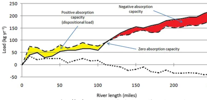 Figure 2. Possible cases of absorption capacity values for selected section of the river.