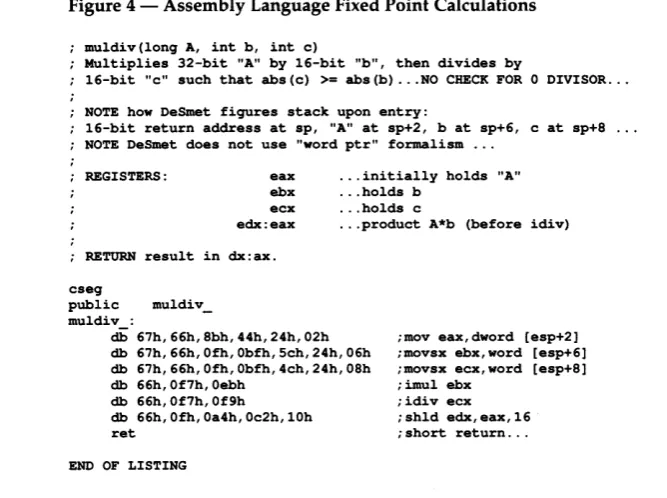 Figure 4 -Assembly Language Fixed Point Calculations 