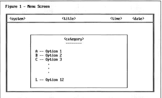Figure 1 - Menu Screen 