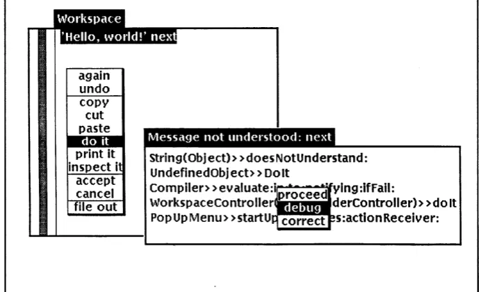 Figure 1 -Smalltalk Run-time Error Notifier. 