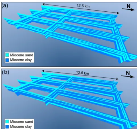 Figure 10. N–S and E–W slices through the two tested 3-D trainingthe unconditioned realization in Fig