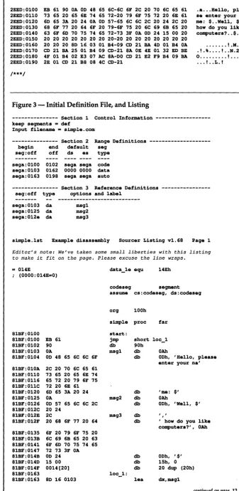 Figure 3 -Initial Definition File, and Listing 
