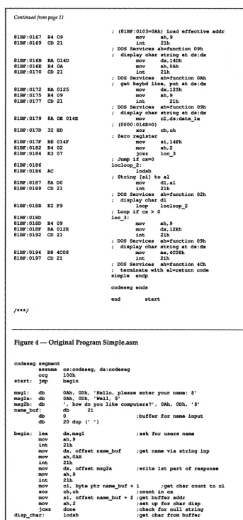 Figure 4 -Original Program Simple.asm 