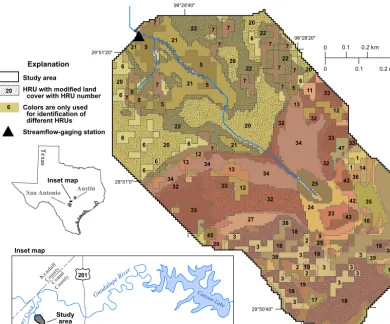 Figure 1. Study area and watershed location. The 47 HRUs yielded by the ArcSWAT tool (Winchell et al., 2007)