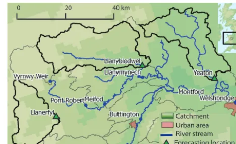 Figure 2. Upper Severn subcatchments with gauging stations (fromLópez López et al., 2014).