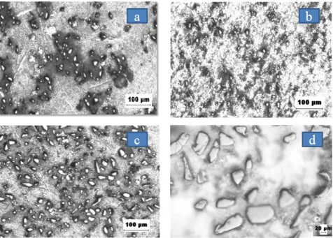 Fig.4. Optical micrograph of (a) LM27/5%B4C (20µm) at 100 x (b) LM27/10%B4C (20µm) at 