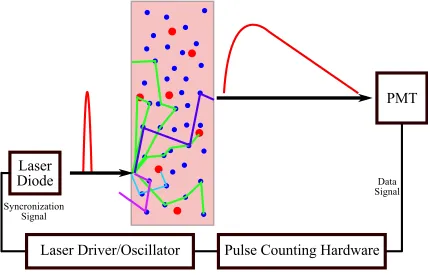 Figure 2.18: Conceptual schematic of TD-DOS measurements. A narrow pulse of light is introduced tothe tissue from a laser diode, driven by an oscillator
