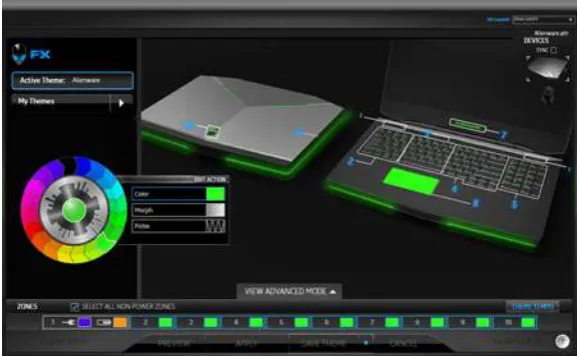 Figure 2.3 Interface of AlienFX lighting 