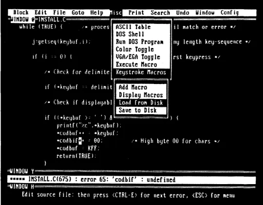 table, a configurable keyboard layout and flexible, unlimited keys:' context sensitive on-line help, pop-up status and ASCII keystroke macros