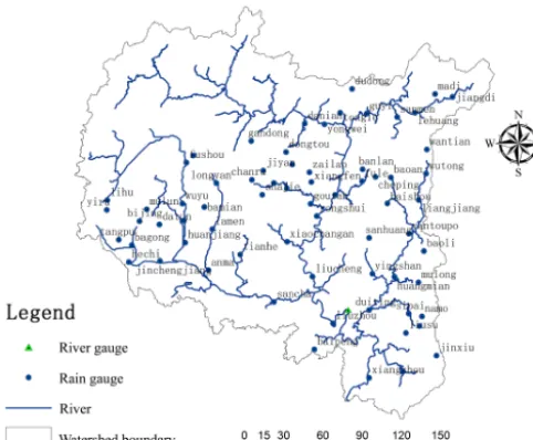 Figure 1. Sketch map of the Liujiang River basin (LRB).
