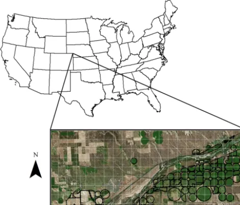 Figure 2. The area-weighted soil texture of all ﬁelds plotted on theUSDA soil texture triangle, falling primarily in the sandy loam andloam textures