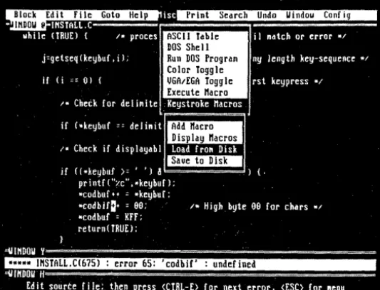 table, a configurable keyboard layout and flexible, unlimited keys;' context sensitive on-line help, pop-up status and ASCII keystroke macros