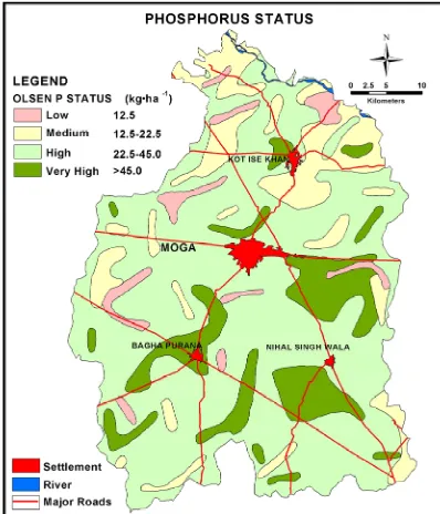 Figure 6. Potassium status of surface soils (0 - 0.15 m) of the study area. 