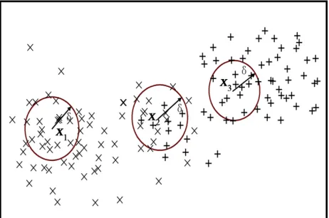 Figure 6. Neighborhood rough approximation in continuous numerical value spaces. 