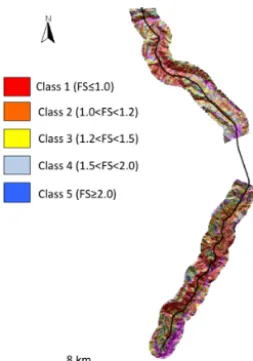 Figure 7. Landslide susceptibility maps using model M3 and theparameter set obtained by optimizing D2PC.