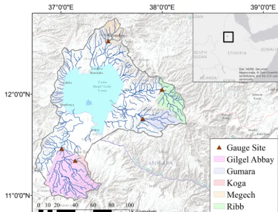 Figure 1. Map of Lake Tana and surrounding rivers.