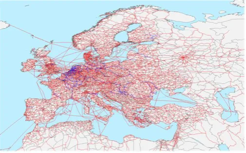 Figure 1. ETIS road, rail and IWW networks. 