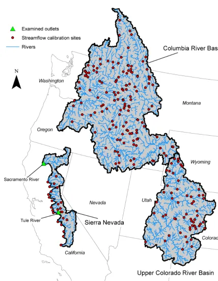 Figure 2. Streamﬂow locations used in this study.
