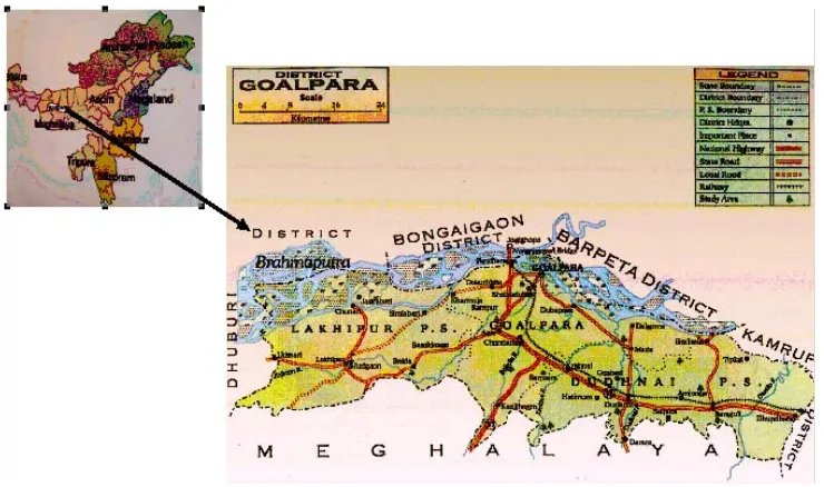Figure 1. Map of Goalpara district showing study areas. 